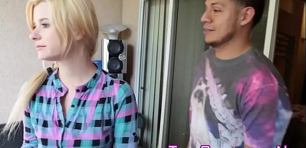  Cute blonde teen gets pussy creampied